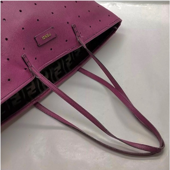 Fendi Perforated Leather Tote with Zucca Fabric Trim — Super Cool Bag!!! - Picture 5 of 10